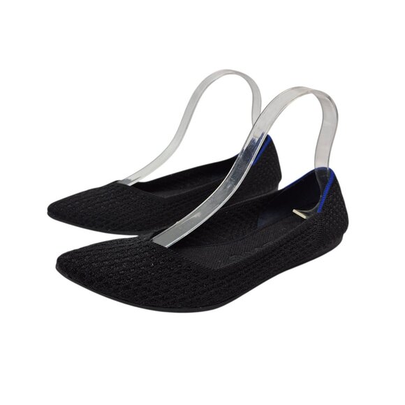 Rothys Womens The Point Flats Size 9 Black Mesh Knit Comfort Classic Career - Picture 3 of 9